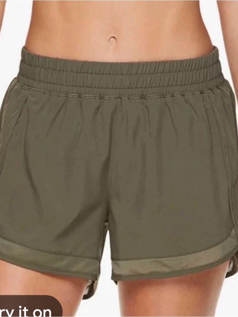GAIAM Olive Green Athletic Shorts with Elastic Waistband
